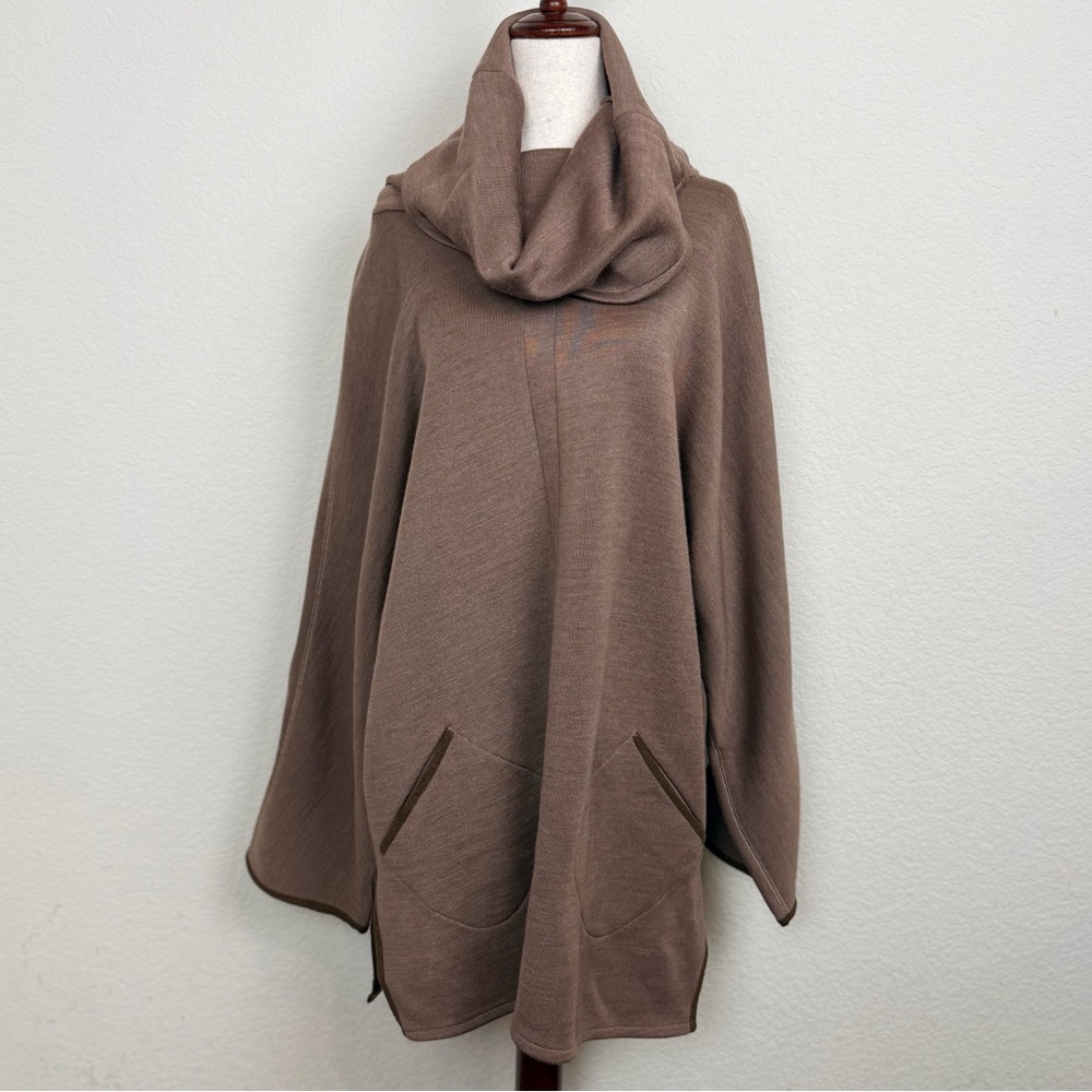 Soft Surroundings Wool Blend Cowl Neck Brown Tunic Sweater